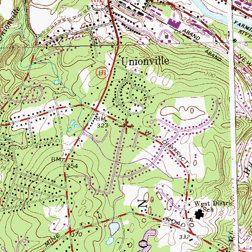 Topographic Map of West District, CT