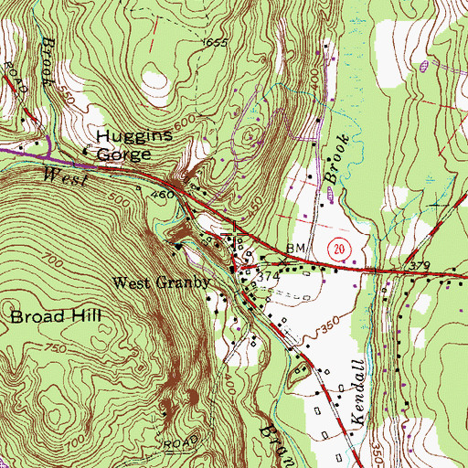 Topographic Map of West Granby United Methodist Church, CT