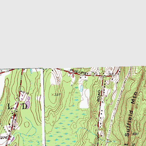 Topographic Map of West Side of the Mountain Cemetery, CT
