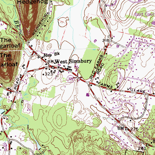 Topographic Map of West Simsbury Post Office, CT