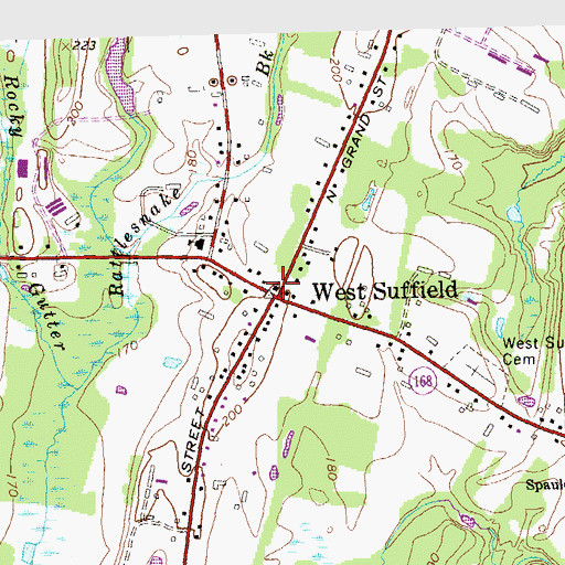 Topographic Map of West Suffield Congregational Church, CT