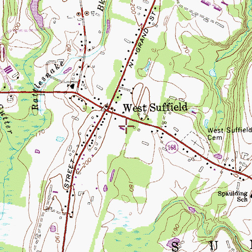 Topographic Map of West Suffield Post Office, CT