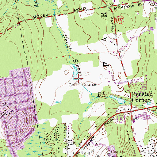 Topographic Map of Westwoods Country Club, CT