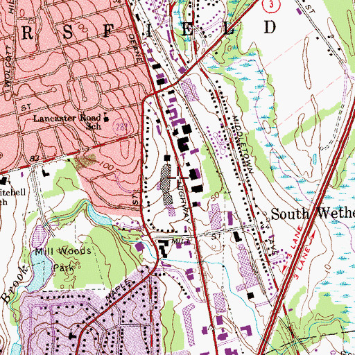 Topographic Map of Wethersfield Shopping Plaza Shopping Center, CT