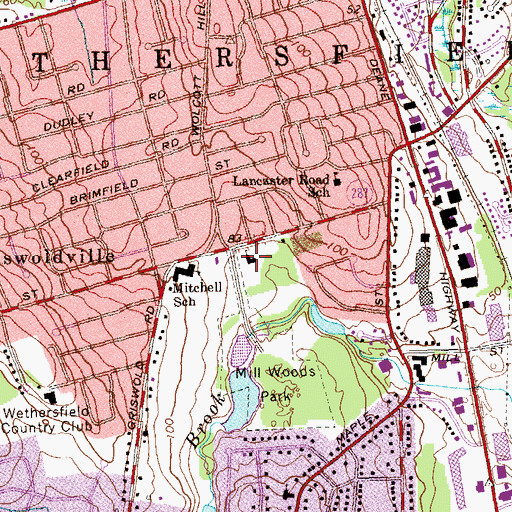 Topographic Map of Wethersfield United Methodist Church, CT