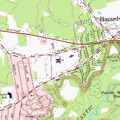 Topographic Map of Whitney Elementary School, CT