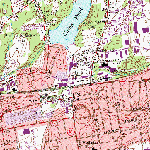 Topographic Map of Whiton Memorial Branch Manchester Public Library, CT