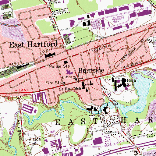 Topographic Map of Wickham Memorial Library, CT