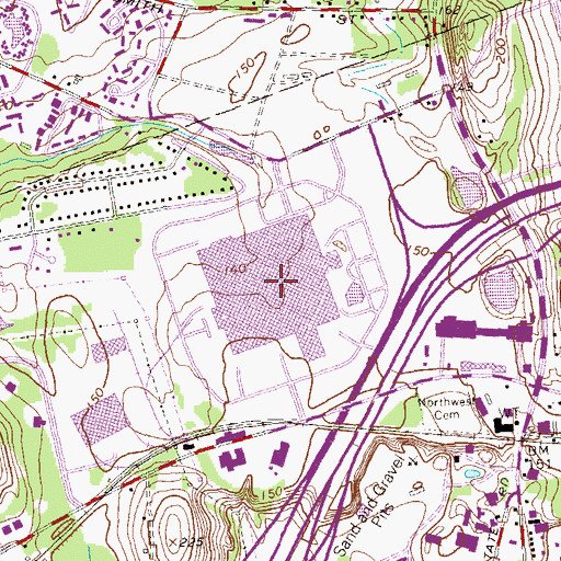 Topographic Map of Winchester Mall Shopping Center, CT