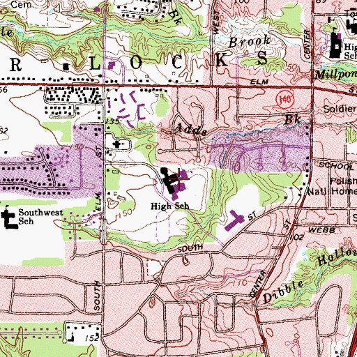 Topographic Map of Windsor Locks High School, CT