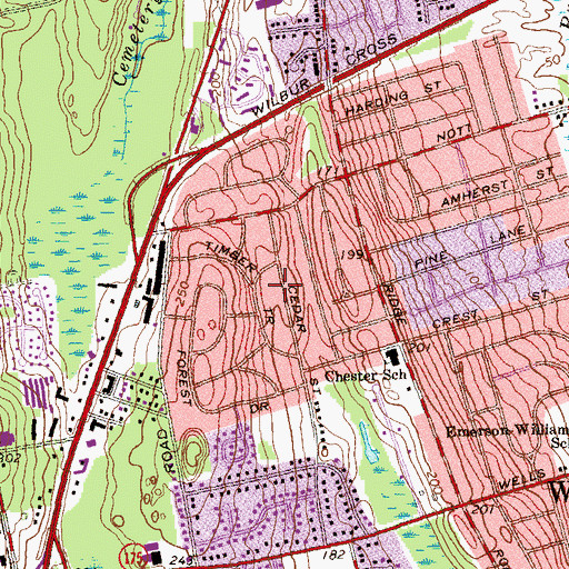 Topographic Map of Wintergreen Woods, CT