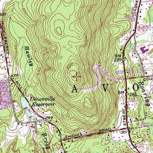 Topographic Map of Woodford Hill, CT