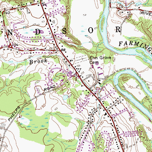 Topographic Map of Ye Olde Poquonock Burial Grounds, CT