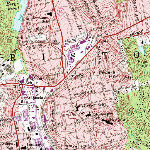 Topographic Map of Zion Evangelical Lutheran Church, CT
