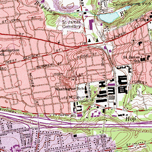 Topographic Map of Zion Lutheran Church, CT