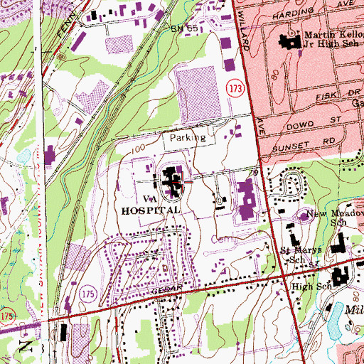 Topographic Map of Department of Veterans Affairs Hospital Health Sciences Library, CT