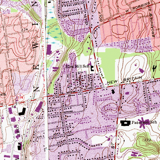Topographic Map of Elm Hill, CT