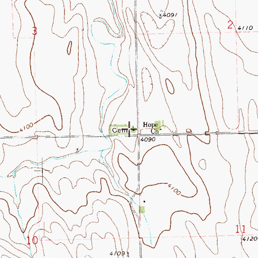 Topographic Map of Hope Church, CO