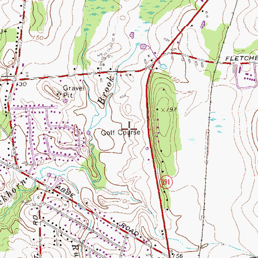 Topographic Map of Grassmere Golf Course, CT