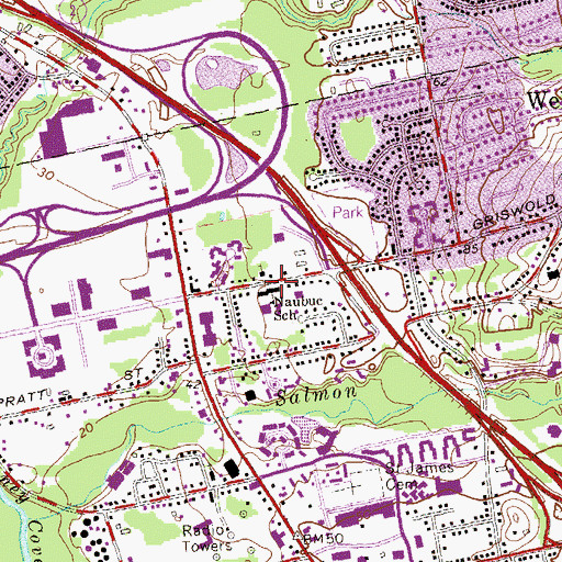 Topographic Map of Naubuc (historical), CT