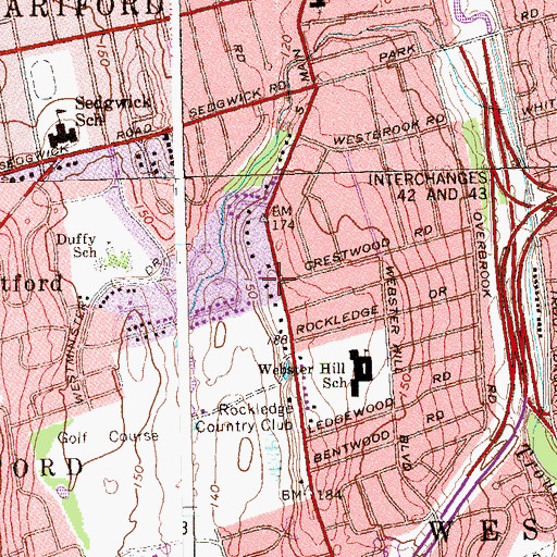 Topographic Map of Noah Webster Birthplace, CT