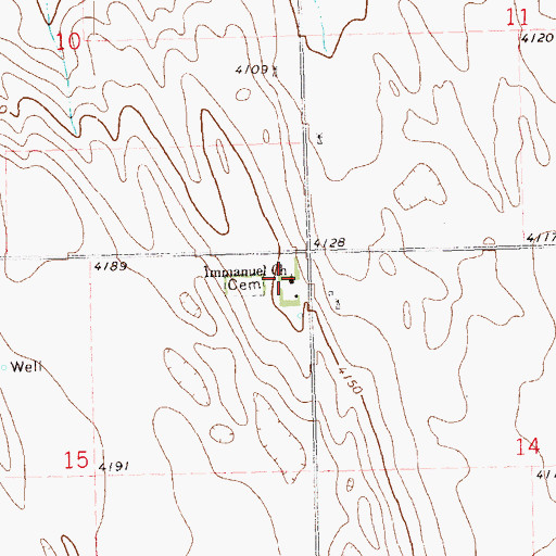 Topographic Map of Immanuel Church, CO