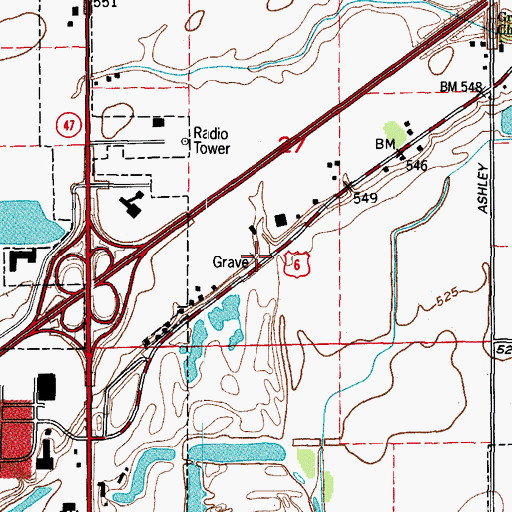 Topographic Map of Catholic North Cemetery, IL