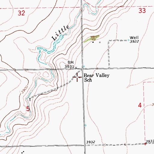 Topographic Map of Bear Valley School, CO