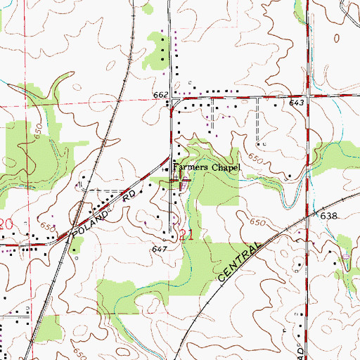 Topographic Map of Farmers Chapel Cemetery, IL