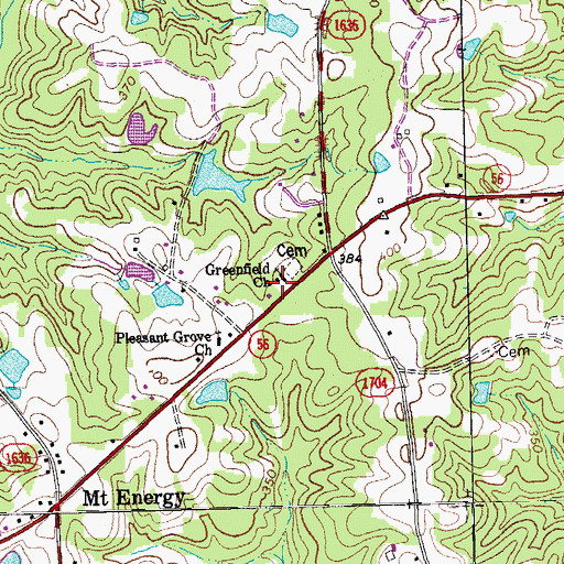 Topographic Map of Greenfield School (historical), NC