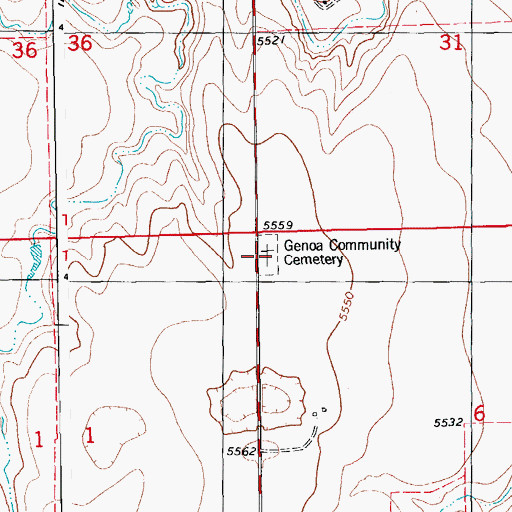Topographic Map of Genoa Community Cemetery, CO