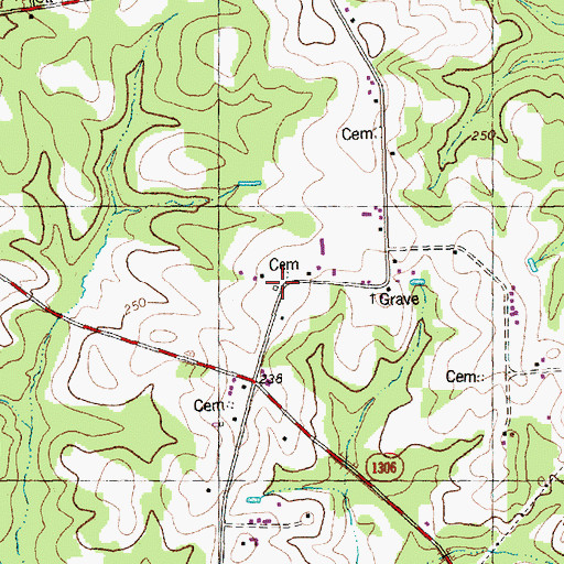 Topographic Map of Bass Church (historical), NC