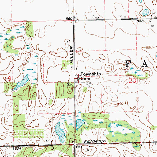 Topographic Map of Fairplains Cemetery, MI