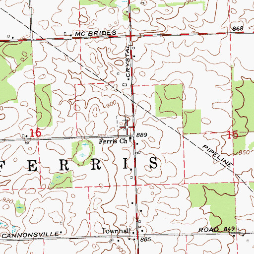 Topographic Map of Ferris Center Cemetery, MI