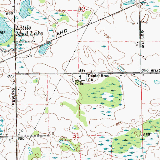 Topographic Map of South Sidney Cemetery, MI