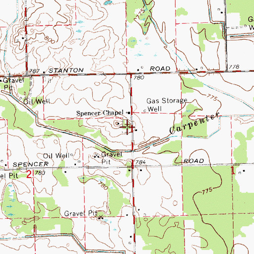 Topographic Map of Spencer Cemetery, MI