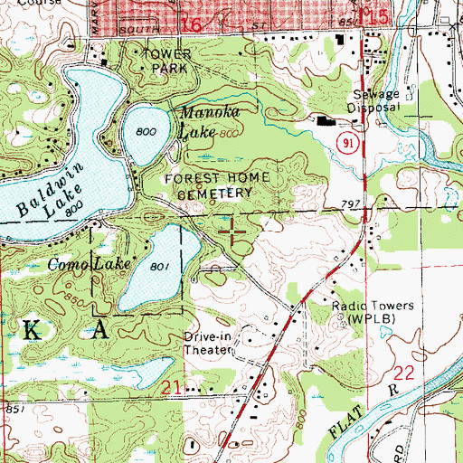 Topographic Map of Eureka Cemetery, MI