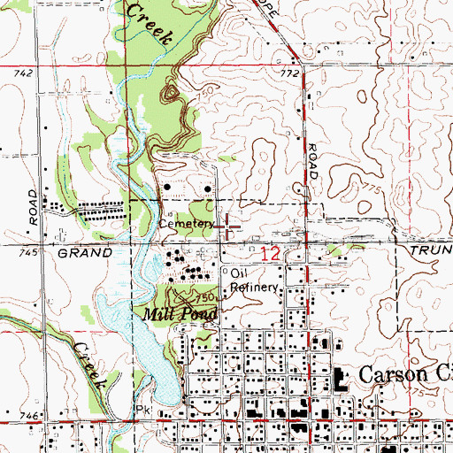 Topographic Map of Carson City Cemetery, MI