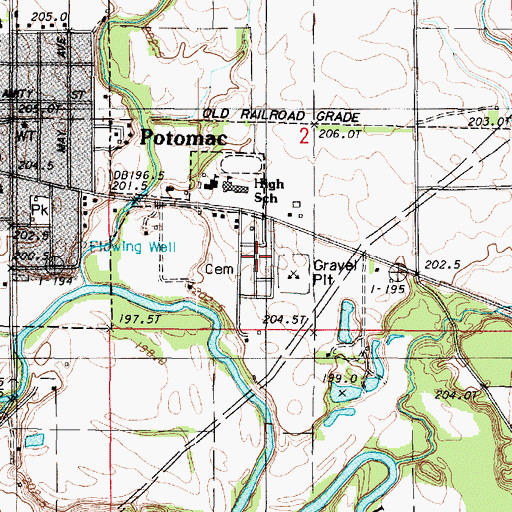 Topographic Map of Potomac Cemetery, IL