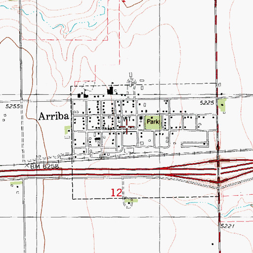 Topographic Map of Arriba, CO