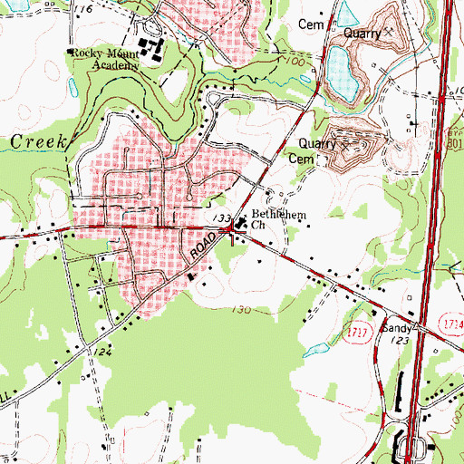 Topographic Map of Bethlehem School (historical), NC