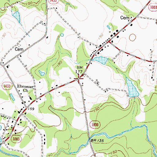 Topographic Map of Coopers Store (historical), NC