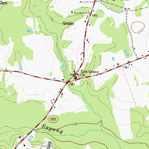 Topographic Map of Elm Grove School (historical), NC