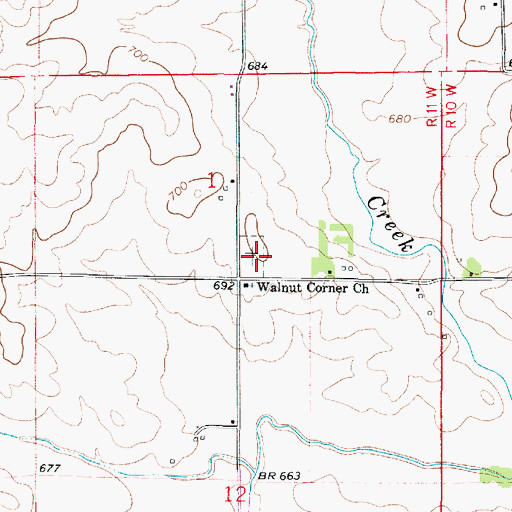 Topographic Map of Walnut Corner Cemetery, IL