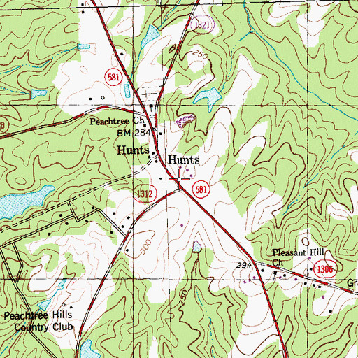 Topographic Map of Hunts School (historical), NC