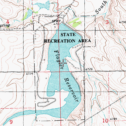 Topographic Map of Flagler Recreation State Area, CO