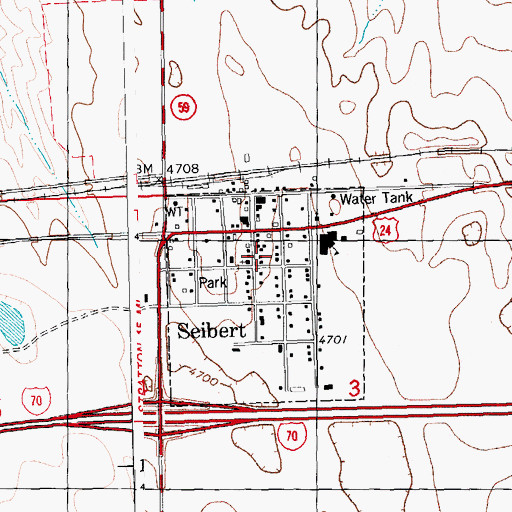 Topographic Map of Seibert, CO