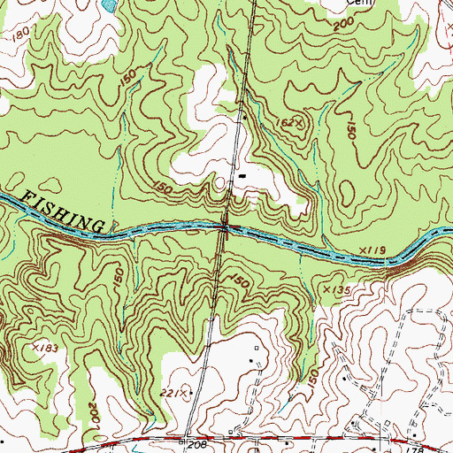 Topographic Map of Meltons Bridge, NC