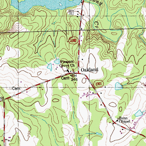 Topographic Map of Pleasant Grove Academy (historical), NC