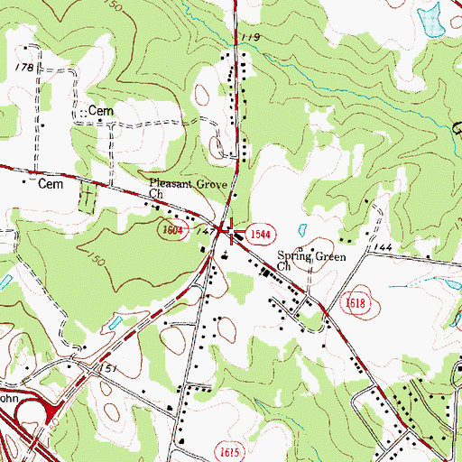Topographic Map of Powell School (historical), NC